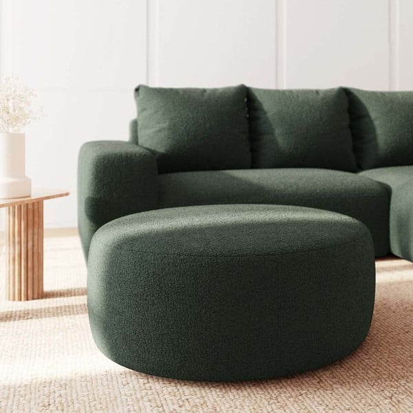 Taburet verde cu tapițerie din țesătură bouclé Monce – Rodier-image-2