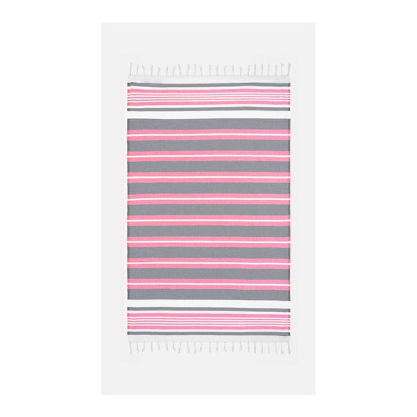 Prosop de plajă Kate Louise Cotton Collection Line, 100 x 180 cm, roz-gri