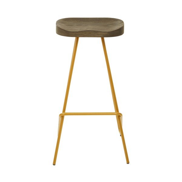 Scaun de bar auriu/în culoare naturală din lemn de ulm (înălțime șezut 78 cm) District – Premier Housewares-image-2