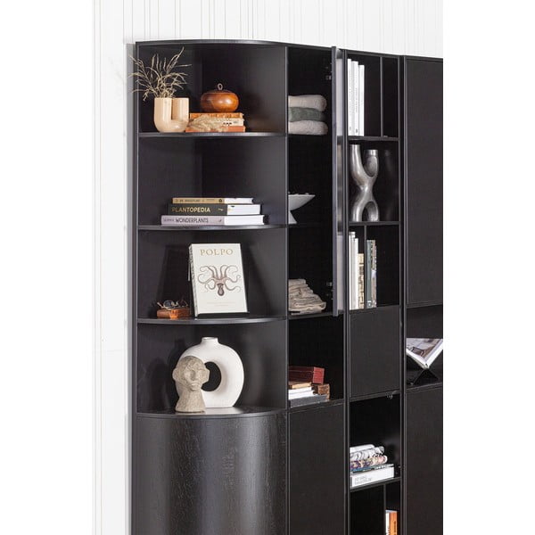 Bibliotecă modulară neagră din lemn masiv de pin 200x210 cm Finca – WOOOD-image-3