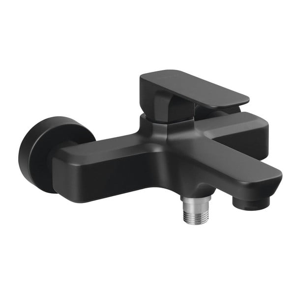 Baterie negru-mat pentru cadă cu montare pe perete (2 ieșiri) Spy – Sapho