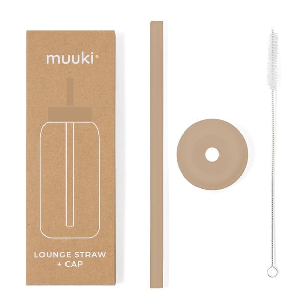 Pai de băut cu perie de curățare/cu capac inclus din silicon Milk Coffee – Muuki