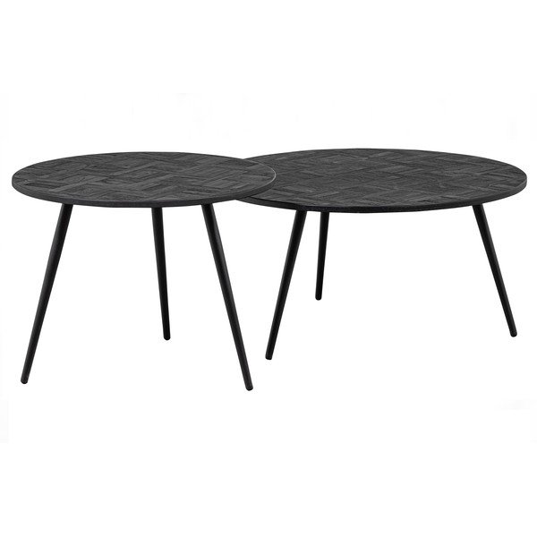 Măsuță de cafea neagră rotundă lemn de tec ø 74 cm Leo – WOOOD-image-4