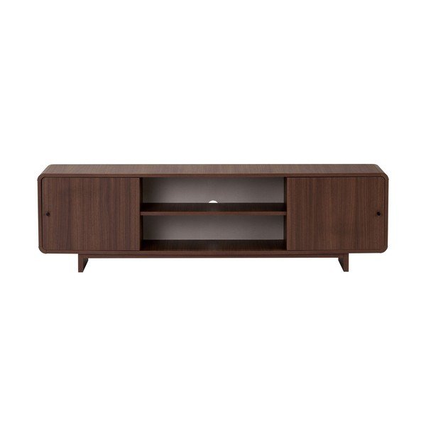 Comodă TV în culoare naturală închisă cu aspect de lemn de nuc 180x52x34 cm Mirel – Nordure-image-4