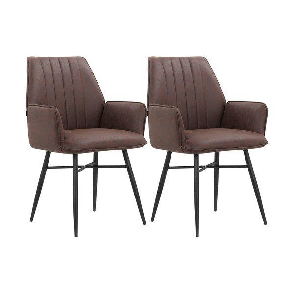 Set de scaune de sufragerie maro 2 buc. tapițat Anzo – Støraa-image-4