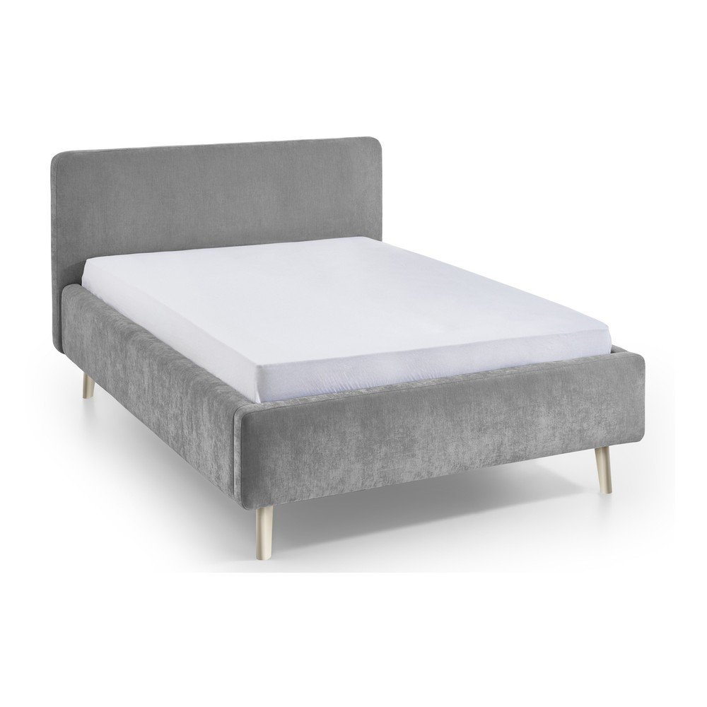 Pat matrimonial gri tapițat cu somieră 120x200 cm Mattis – Meise Möbel