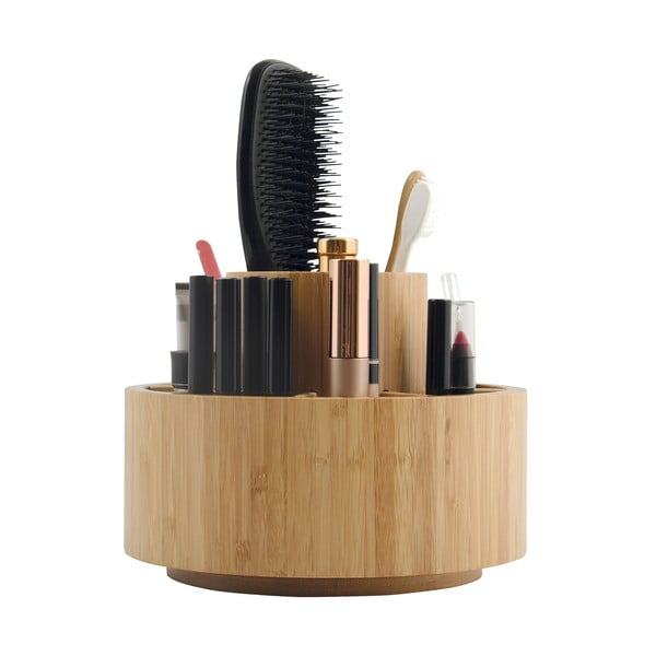 Organizator de baie în culoare naturală pentru cosmetice/rotativ, din bambus Isalys – MSV-image-1