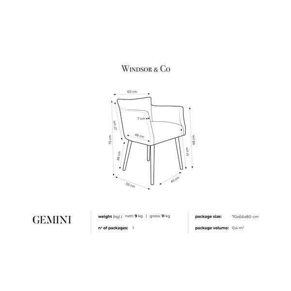 Scaun cu cotiere Windsor & Co Sofas Gemini, roșu-image-1