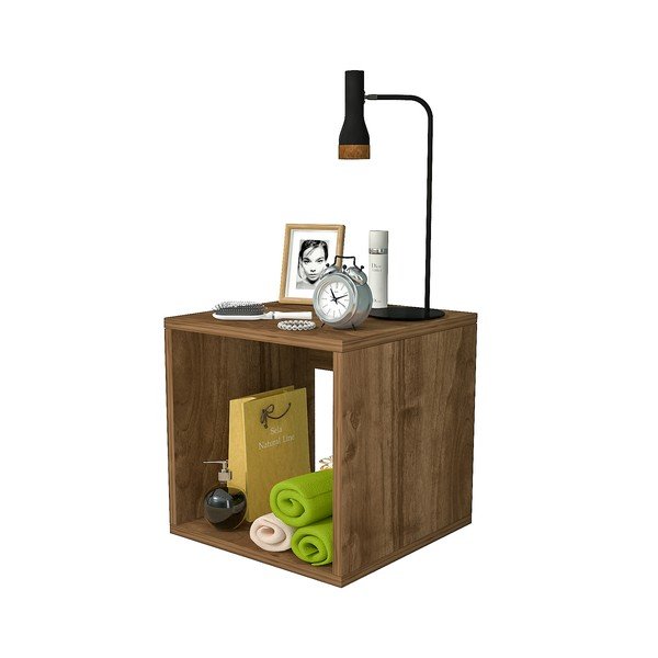 Noptieră maro cu aspect de lemn de pin Biga – Gauge Concept-image-2