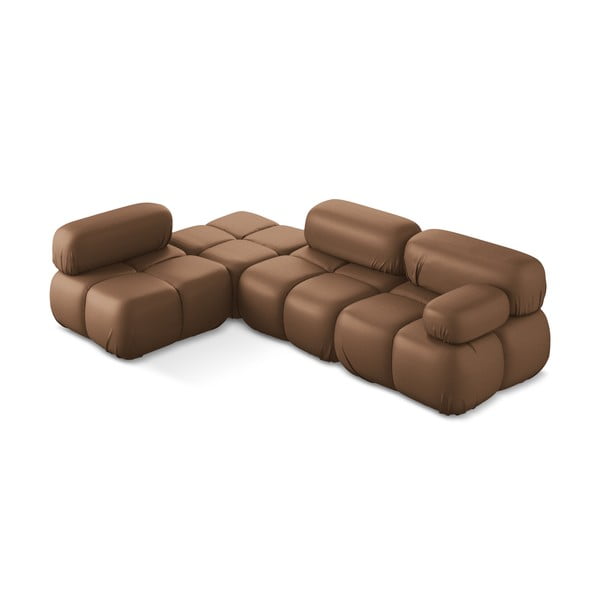 Colțar modular maro cu tapițerie din imitație de piele (cu colț pe partea stângă) Lokua – Makamii-image-2