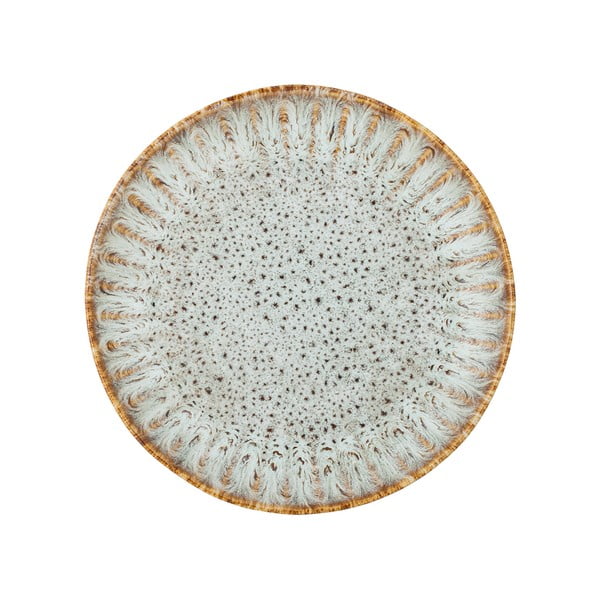 Farfurie albastră/bej pentru servire din gresie ø 17 cm Fleur – Bloomingville