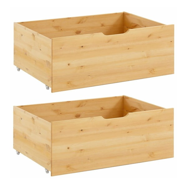 Set 2 sertare suplimentare pentru pat, din lemn masiv de pin, Støraa Barney