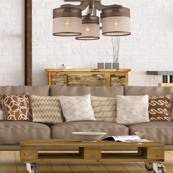 Plafonieră maro închis cu abajur textil ø 16 cm Andrea – LAMKUR-image-3