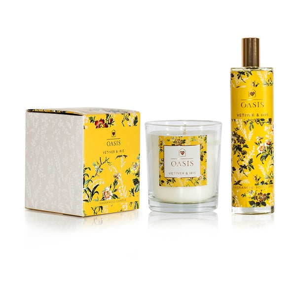 Set lumânare parfumată și spray de interior cu aromă de vetiver și iris Bahoma London Oasis Leighton