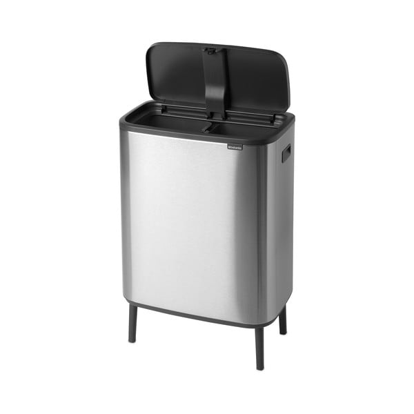 Coș de gunoi argintiu mat de reciclat/cu senzori de atingere din oțel 60 l Bo Touch Bin Hi – Brabantia