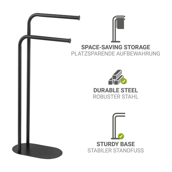 Suport pentru prosoape negru din oțel Levante – Wenko-image-4