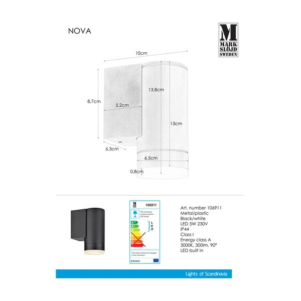 Aplică de perete Markslöj Nova, negru-image-1