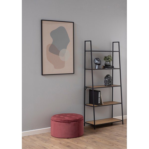 Puf cu husă din catifea Actona Retina, ⌀ 60 cm, roz coral-image-1