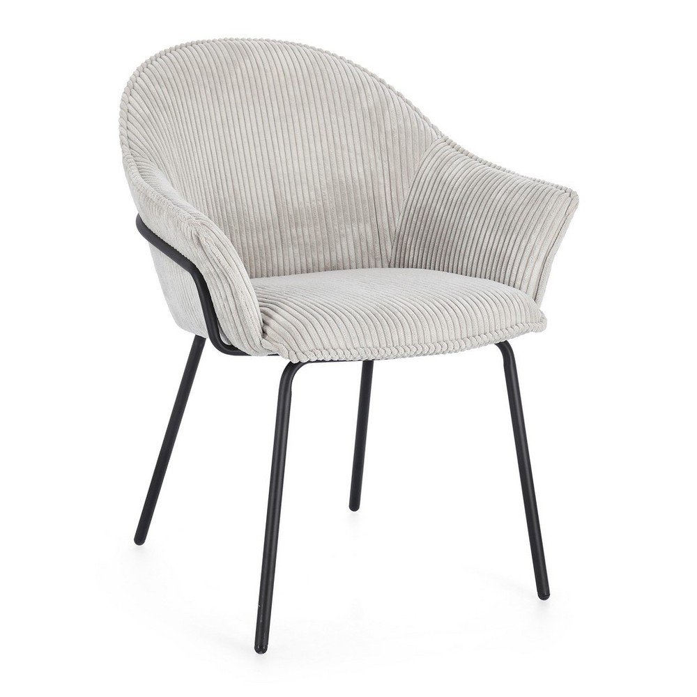 Scaun de living gri deschis cu cotiere tapitat Cassidy – Bizzotto