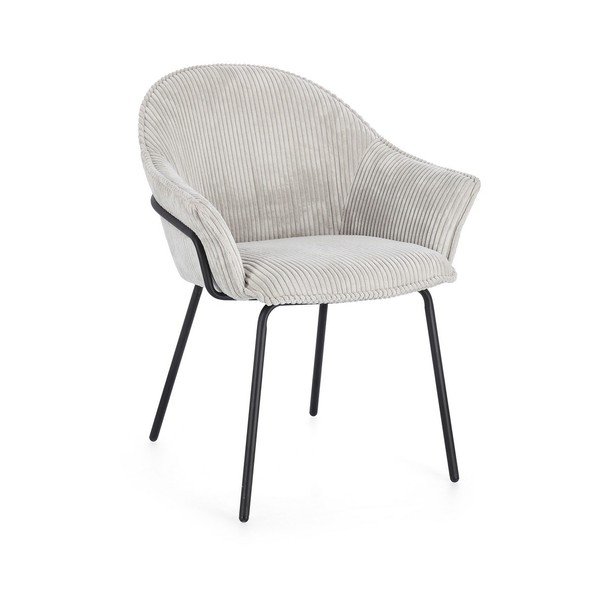 Scaun de living gri deschis cu cotiere tapițat Cassidy – Bizzotto