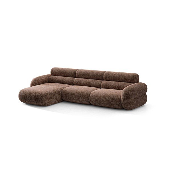 Colțar maro cu tapițerie din chenille (cu colț pe partea stângă/cu șezlong) Neo – Micadoni 