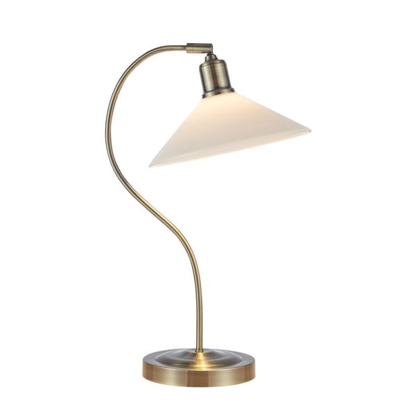 Veioză albă/alămie cu abajur din sticlă (înălțime 49 cm) Vela – Markslöjd