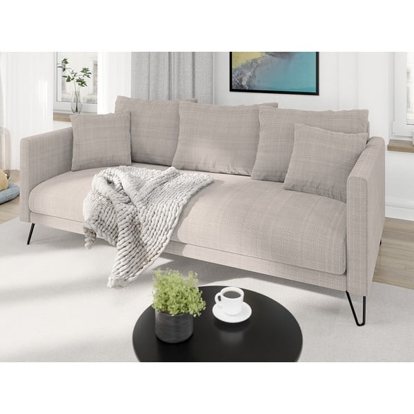 Canapea maro deschis cu tapițerie din chenille 200 cm Freya – Ropez-image-3