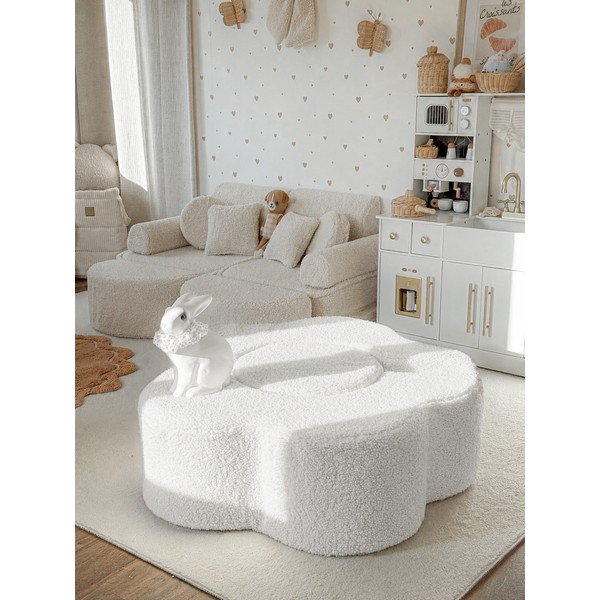 Teren de joacă din spumă alb 3 buc. din material bouclé înălțime 27 cm 88x90 cm – Meowbaby-image-1