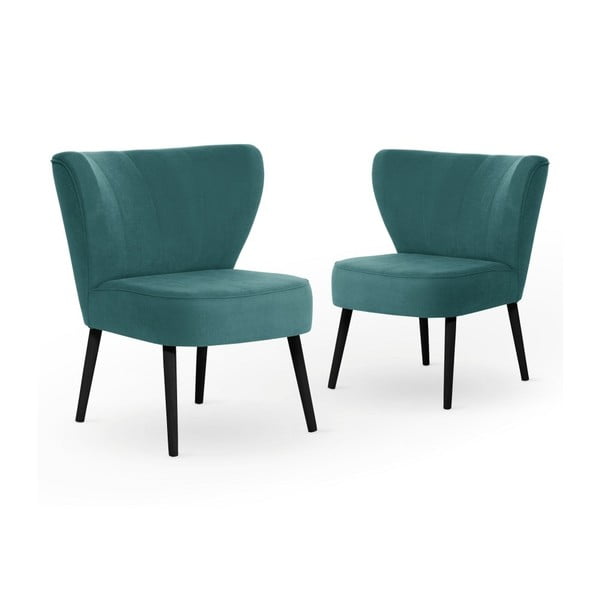 Set 2 scaune cu picioare negre My Pop Design Hamilton, albastru închis