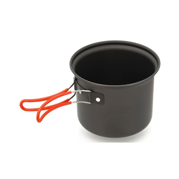 Set 4 vase din aluminiu pentru camping Cattara Cooking, gri-roșu-image-1