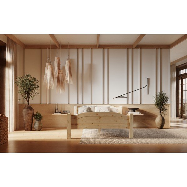 Pat matrimonial în culoare naturală din lemn de pin 140x200 cm Liva – Olivia Living-image-4