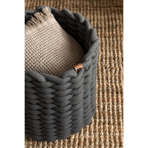 Coș de depozitare din material textil ø 25x25 cm Peach Skin Round M – Bigso-image-2