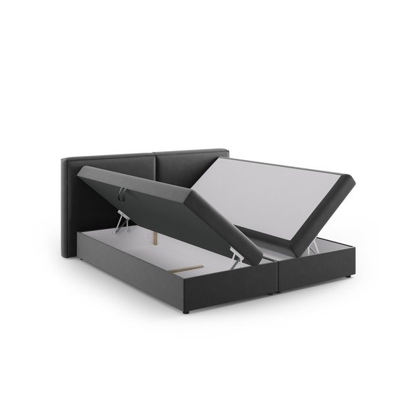 Pat boxspring gri închis cu spațiu de depozitare 180x200 cm Arendal – Cosmopolitan Design-image-3