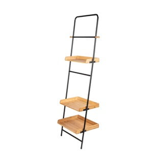 Raft metalic cu rafturi din bambus Wenko Loft, negru
