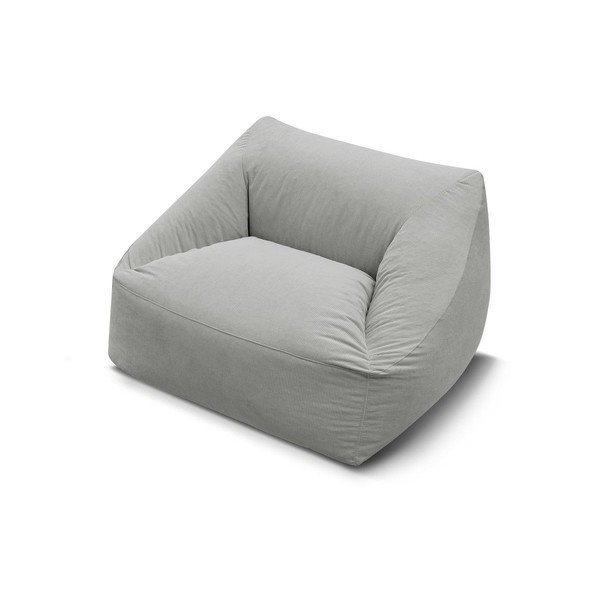 Fotoliu bean bag gri deschis cu tapițerie din catifea reiată Lilibet – Bobochic Paris-image-3