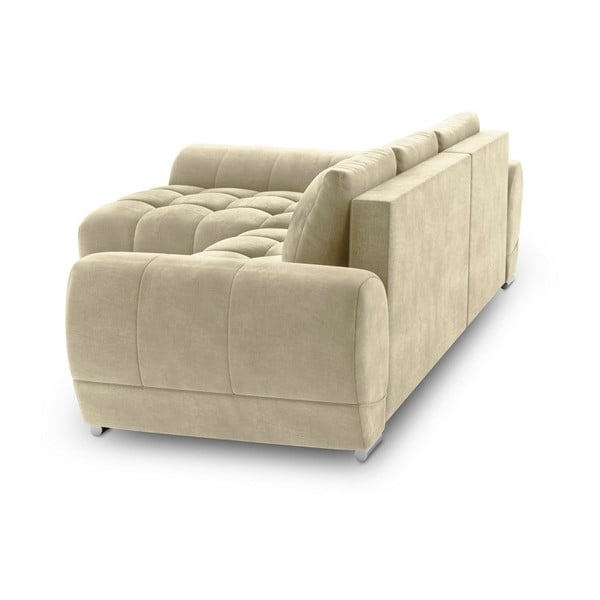 Colțar extensibil cu tapițerie de catifea și șezlong pe partea stângă Windsor & Co Sofas Nuage, bej-image-3
