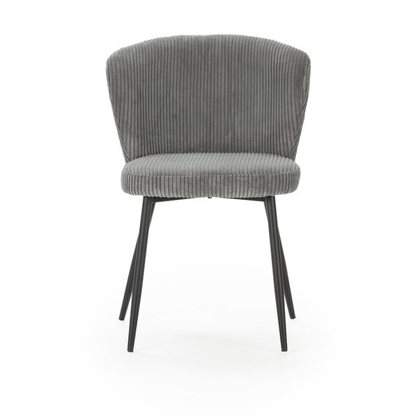 Scaune de dining gri 4 buc. din catifea reiată Megan – Marckeric-image-2