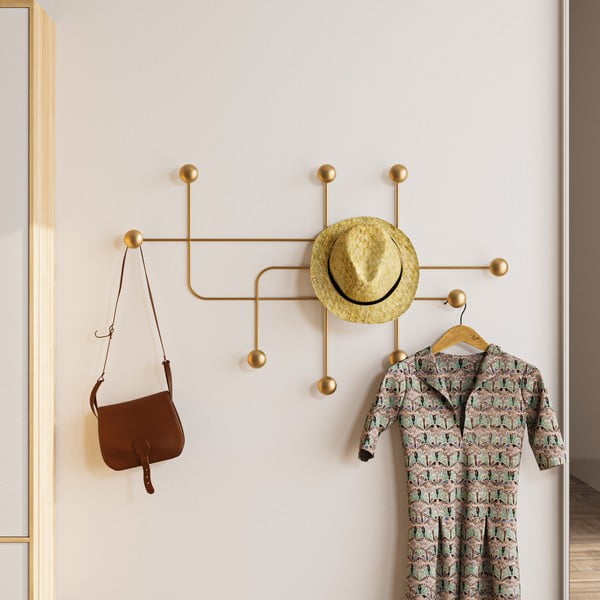 Cuier de perete auriu din metal Dama – Kalune Design-image-1