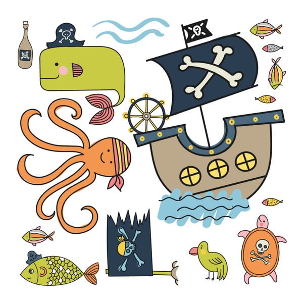 Autocolant de perete Ambiance Pirates and Octopus Ship