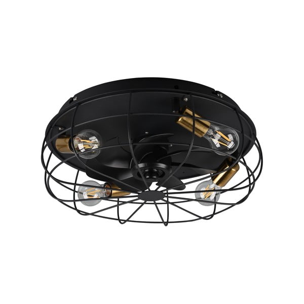 Plafonieră negru-mat cu control prin telecomandă, cu ventilator Trondheim – Trio