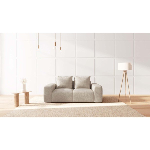 Canapea bej cu tapițerie din stofă bouclé 212 cm Feiro – MESONICA-image-1