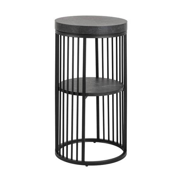 Noptieră neagră cu blat cu aspect de marmură Strington – Actona