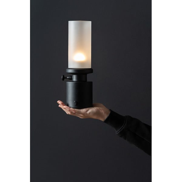 Veioză neagră LED cu intensitate reglabilă cu abajur din metal/cu abajur din sticlă (înălțime 29,5 cm) Camp – Leitmotiv-image-1