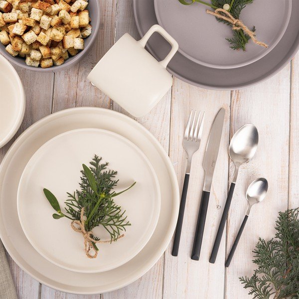 Tacâmuri negre-argintii din oțel inoxidabil 24 buc. Skandi – Orion-image-1