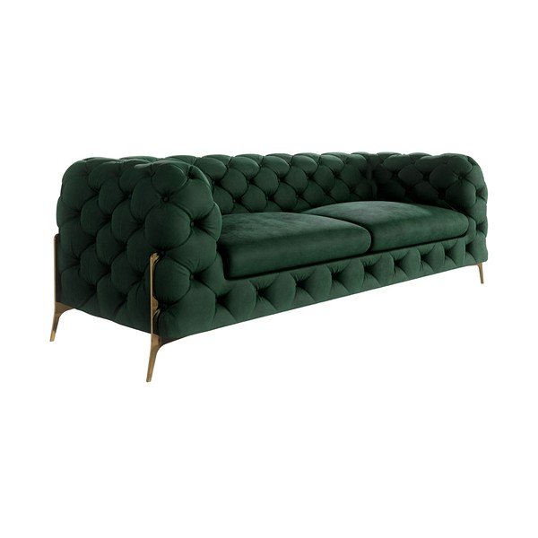 Canapea verde-închis cu tapițerie din catifea 225 cm Chelsea Bis – Ropez-image-2