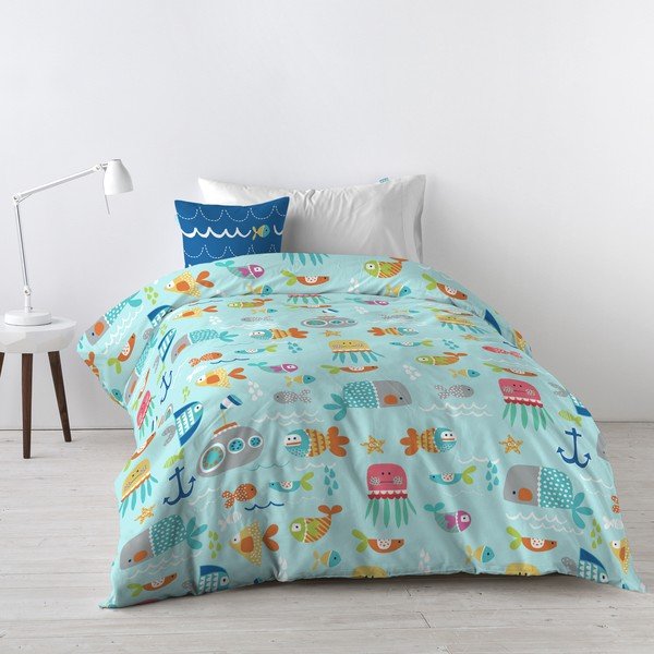 Lenjerie de pat din bumbac pentru copii Moshi Moshi Sea Life, 140 x 200 cm-image-1