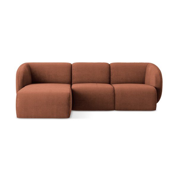 Colțar teracotă cu tapițerie din chenille (cu colț pe partea stângă/cu șezlong) Lani – Makamii