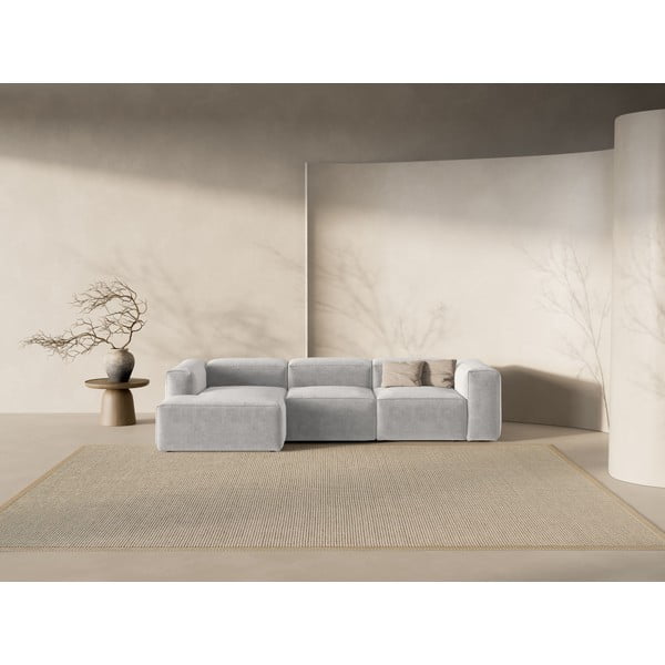 Colțar gri deschis (cu colț pe partea stângă/cu șezlong) Bergamo – Cosmopolitan Design-image-1