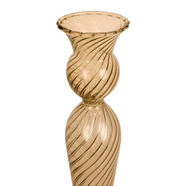 Sfeșnic din sticlă PT LIVING Swirl, înălțime 26,5 cm, maro deschis-image-3