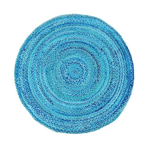 Covor din bumbac Eco Rugs, Ø 120 cm, albastru